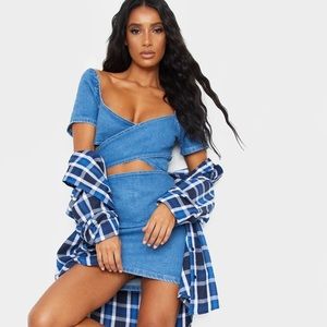 Mid Blue Wash Cut Out Front Denim